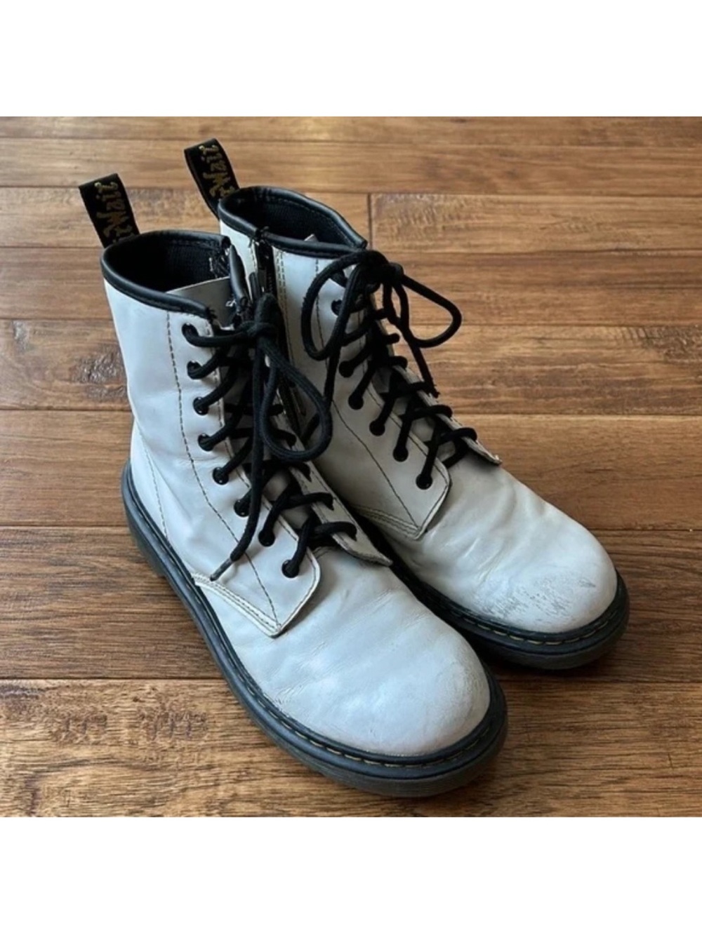 Dr. Martens Docs 1460 8 Eye Lace Up Boots White Leather Inside Zip Womens Size 6 - Picture 5 of 11